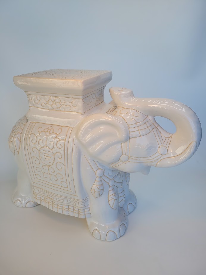 White Ceramic Elephant Statue
