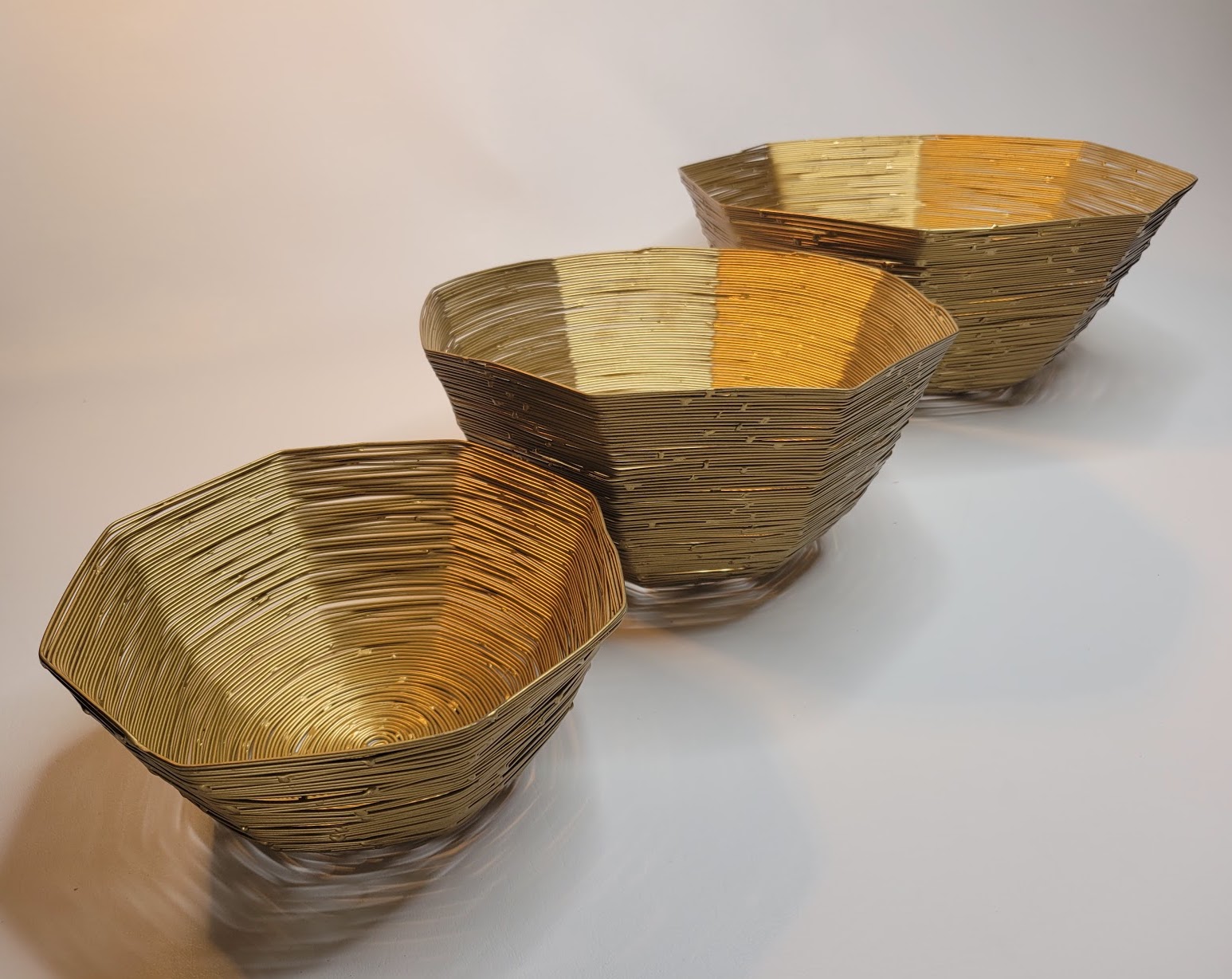 Set of Gold Geometric Shaped Bowls