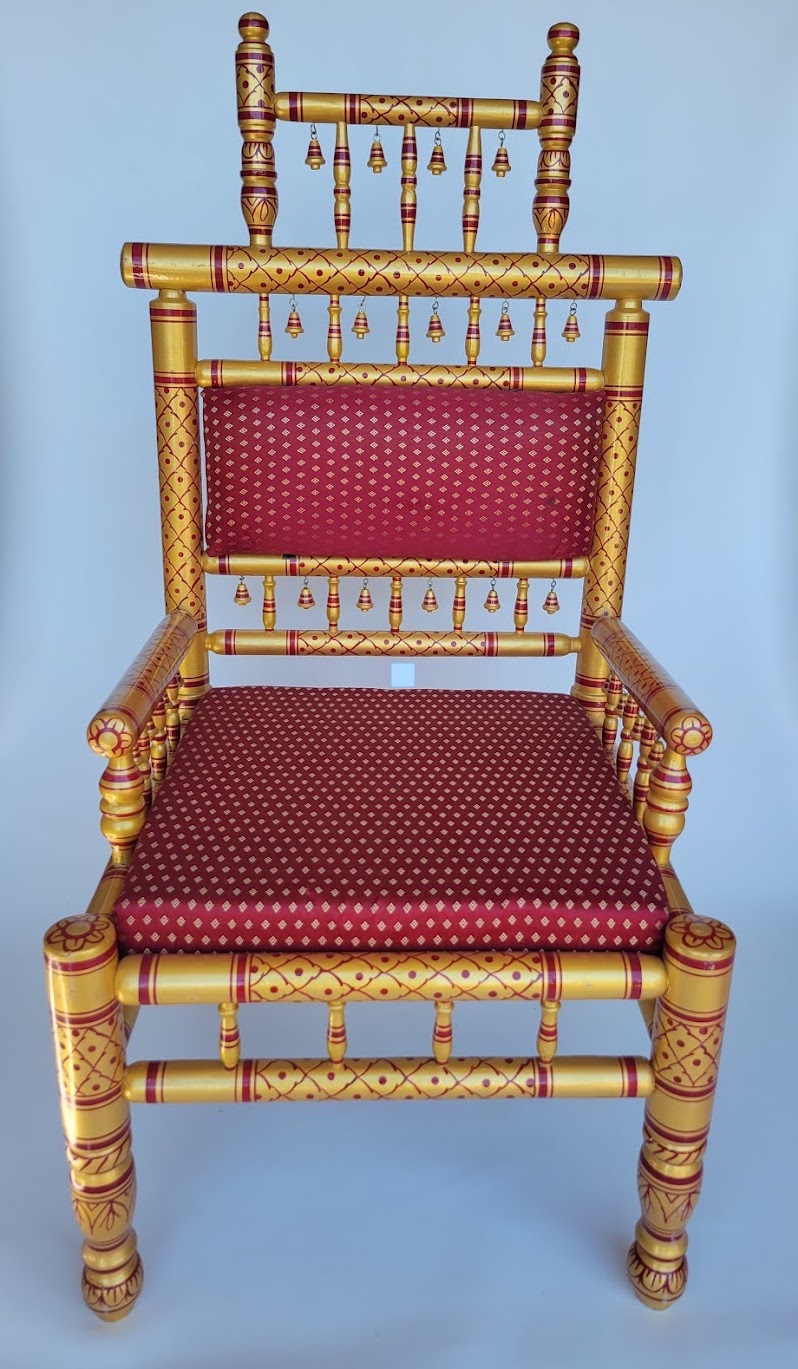 Large Gold & Red Sankheda Chair