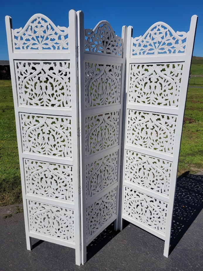 Intricate White Room Divider