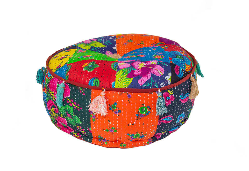 Floral Quilted Pouf