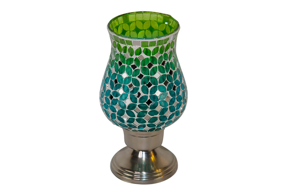 Green & Blue Mosaic Candle Holder