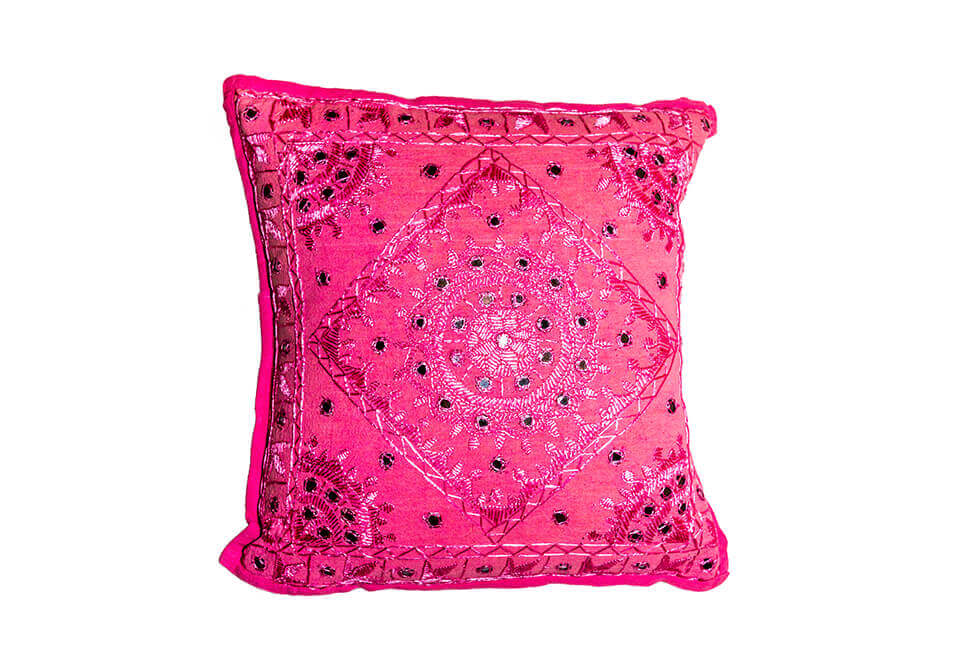 Pink Embroidered Pillow