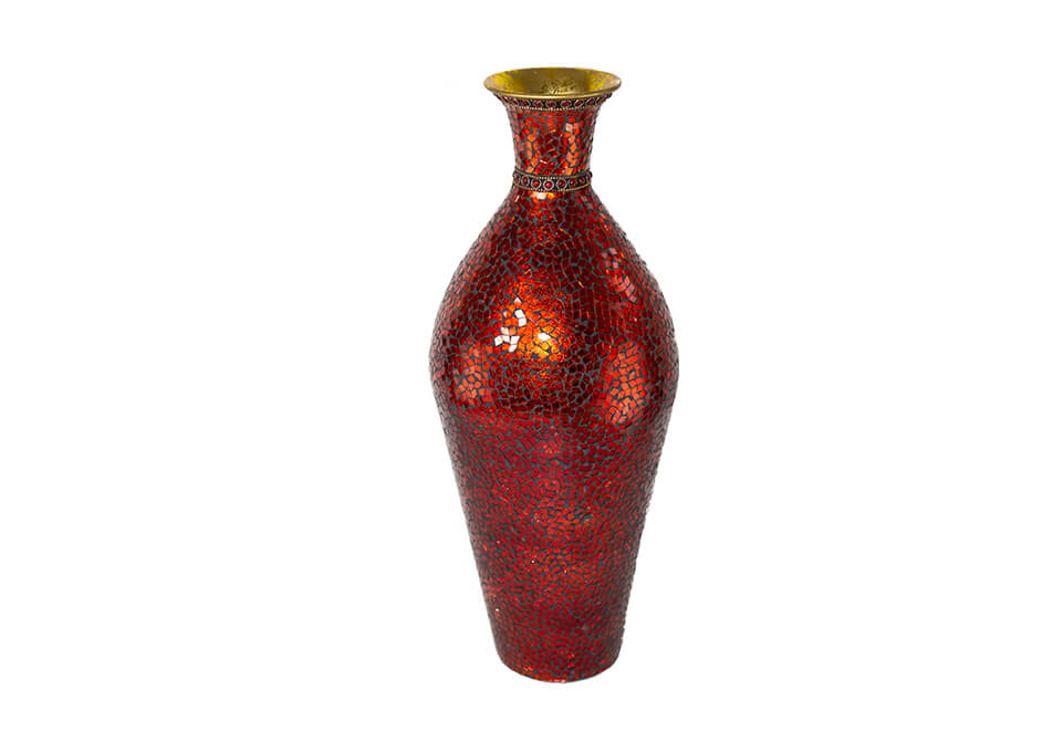 Red Mosaic Glass Vase