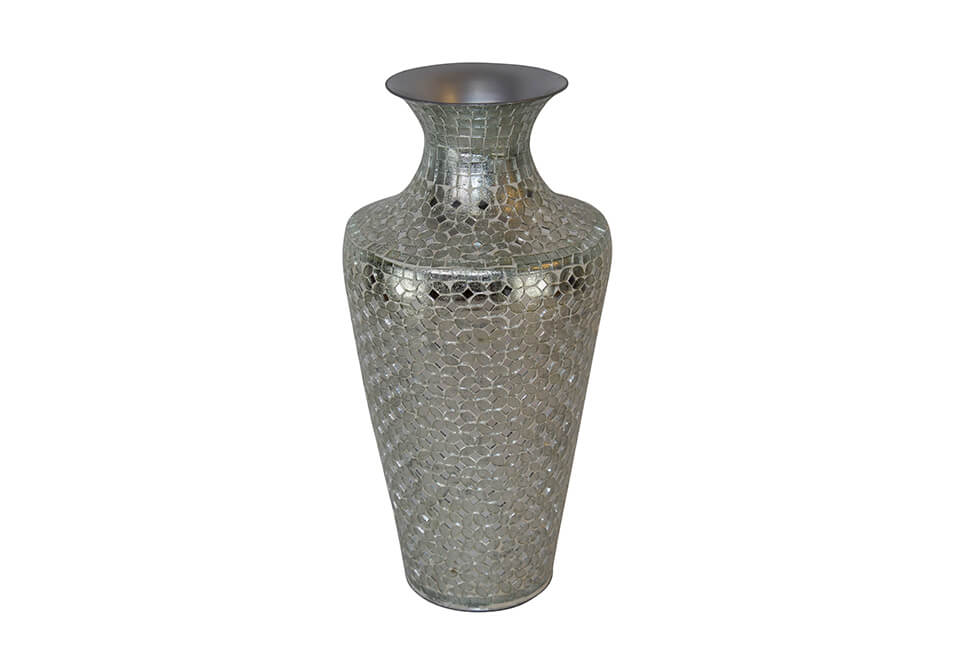 Silver & White Mosaic Vase