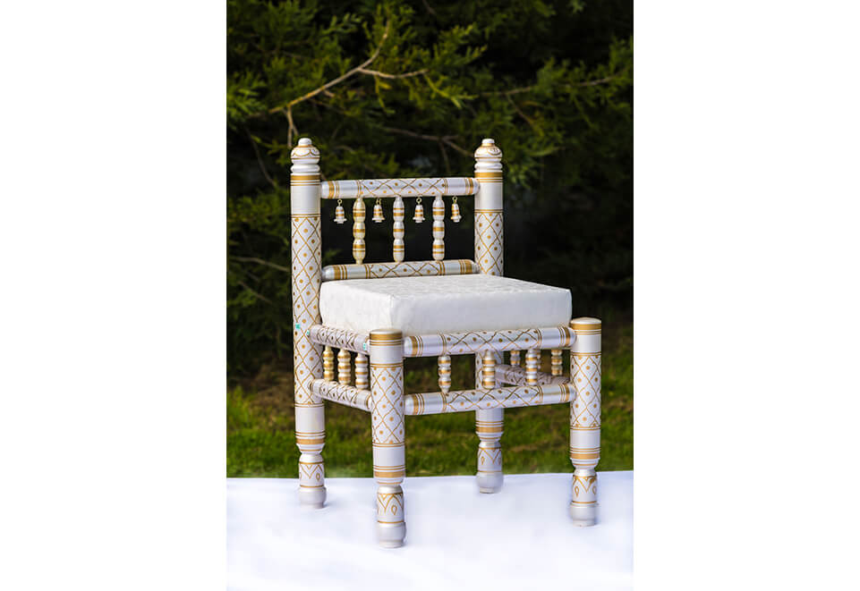 Small Sankheda Gold and White Chair