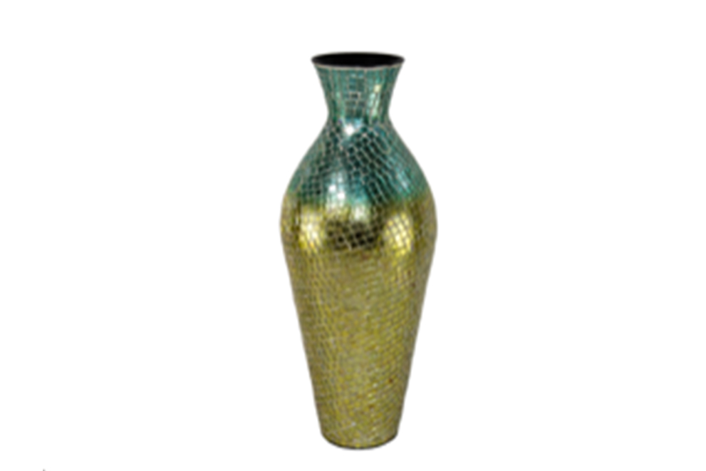 Teal & Gold Colored Mosaic Vase