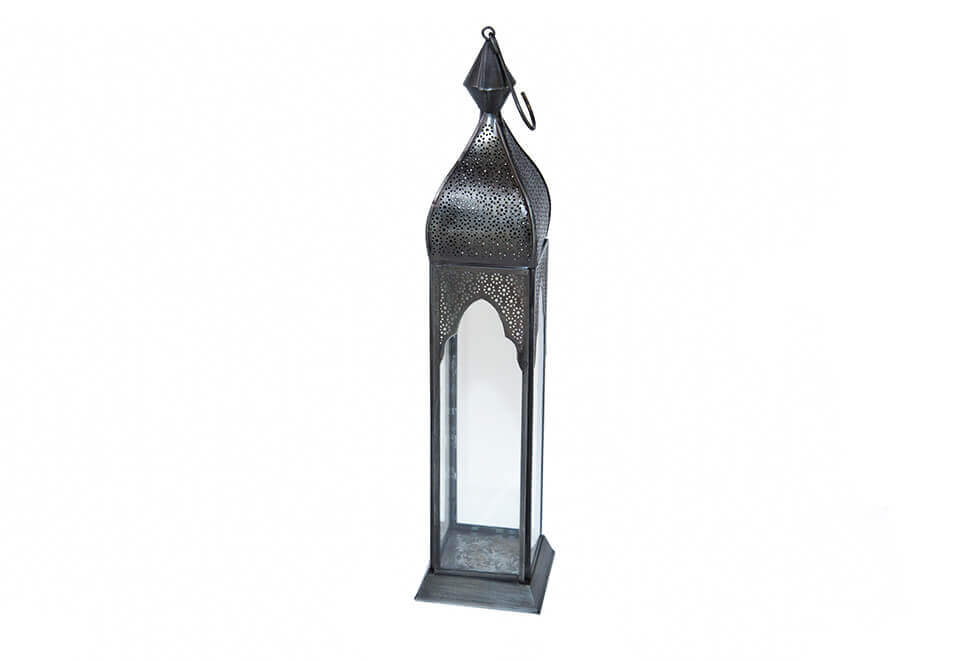 Thin Silver Lantern with Glass Window