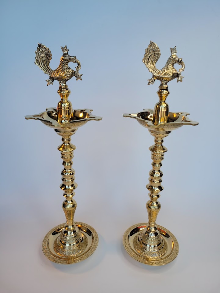 Brass Peacock Oil Lamps