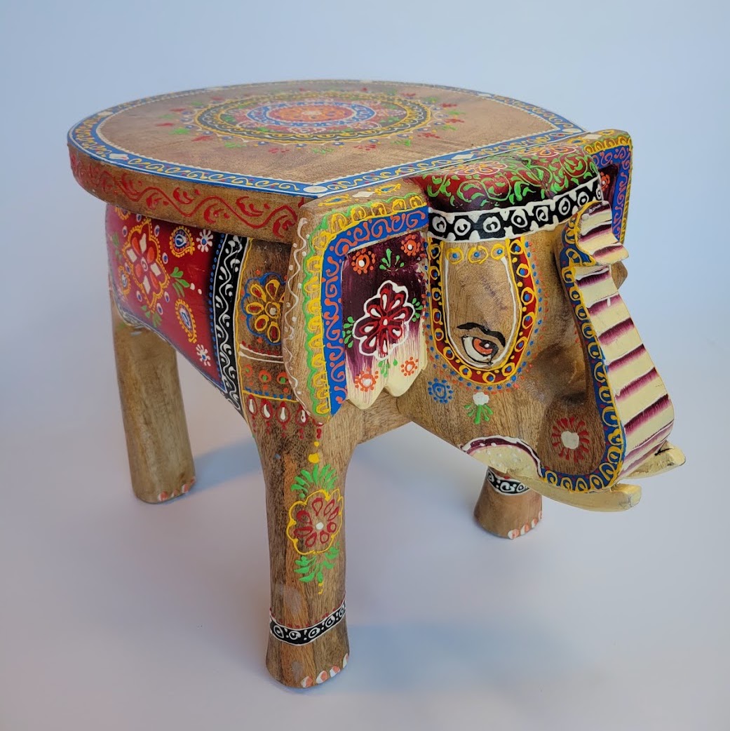 Colorful Wooden Elephant Stool