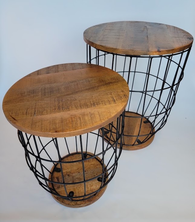 Metal and Wooden Side Tables