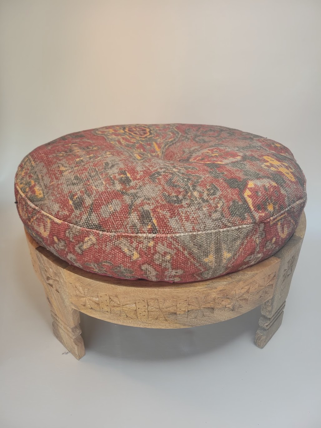 Low Round Rust Colored Cushioned Stool