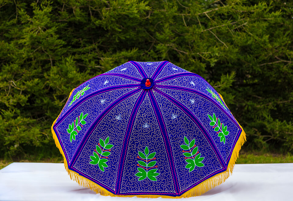Blue Purple Silk Umbrella