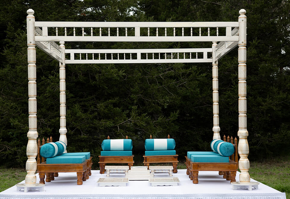 Blue Wooden Low Seating with Mandap