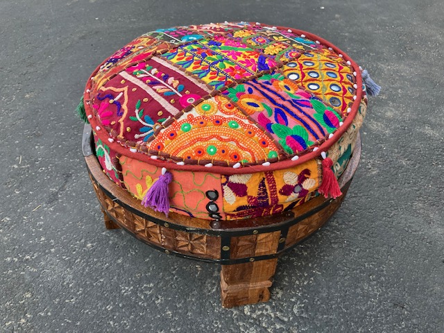 Colorful Low Round Wooden Seat 