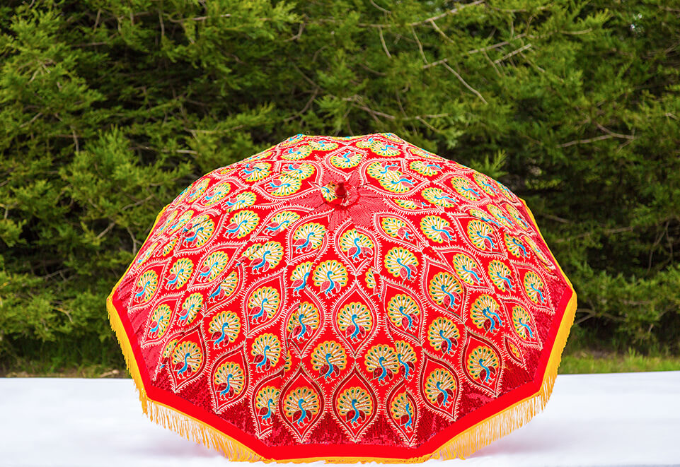 Deep Red Peacock Umbrella