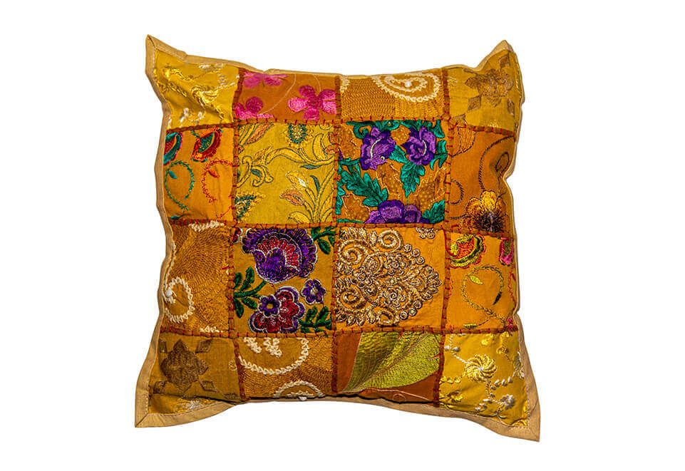 Floral Golden Quilted Pillow