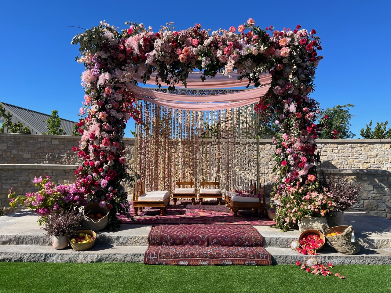 Mandap Design with our Wooden Chairs and Custom Cushion Cover