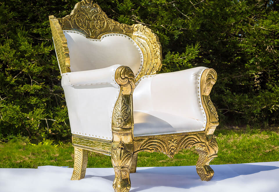Large Golden Brass Armchair