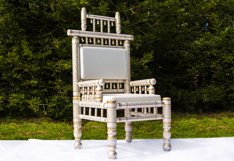 Large Sankheda Gold and White Chair
