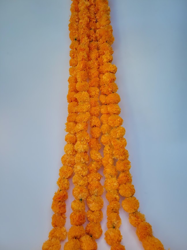 Orange Artificial Pom Pom Marigolds