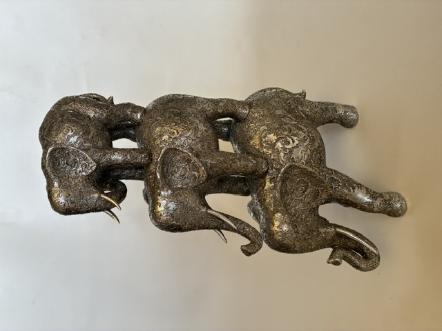 Stacked Silver Elephants