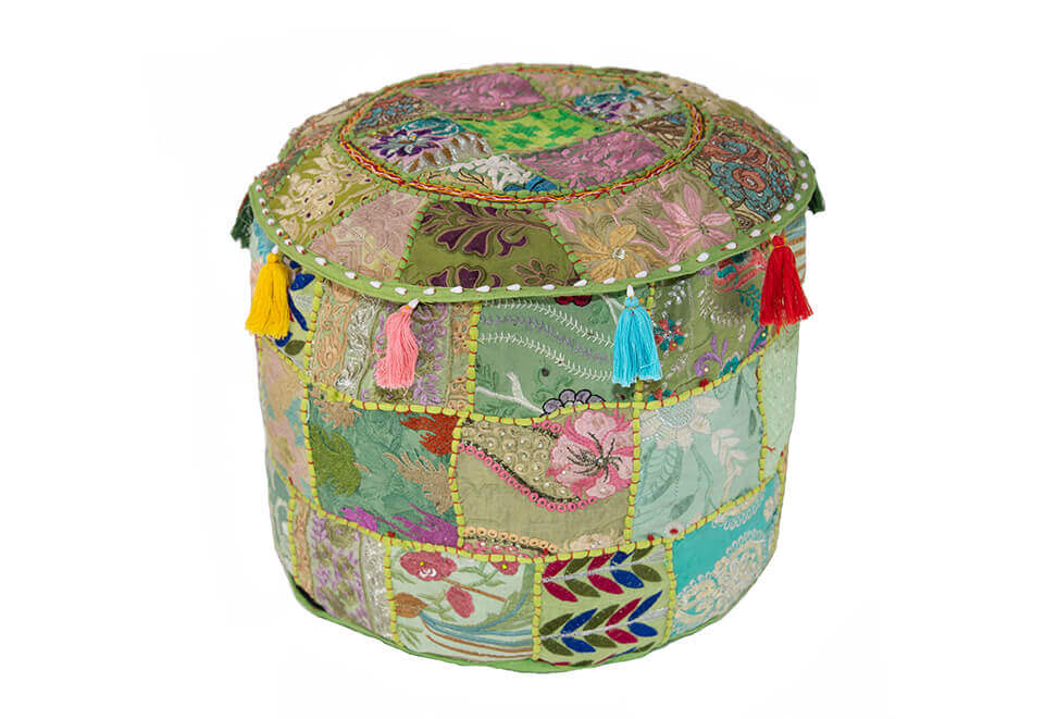 Tall Chartreuse Pouf