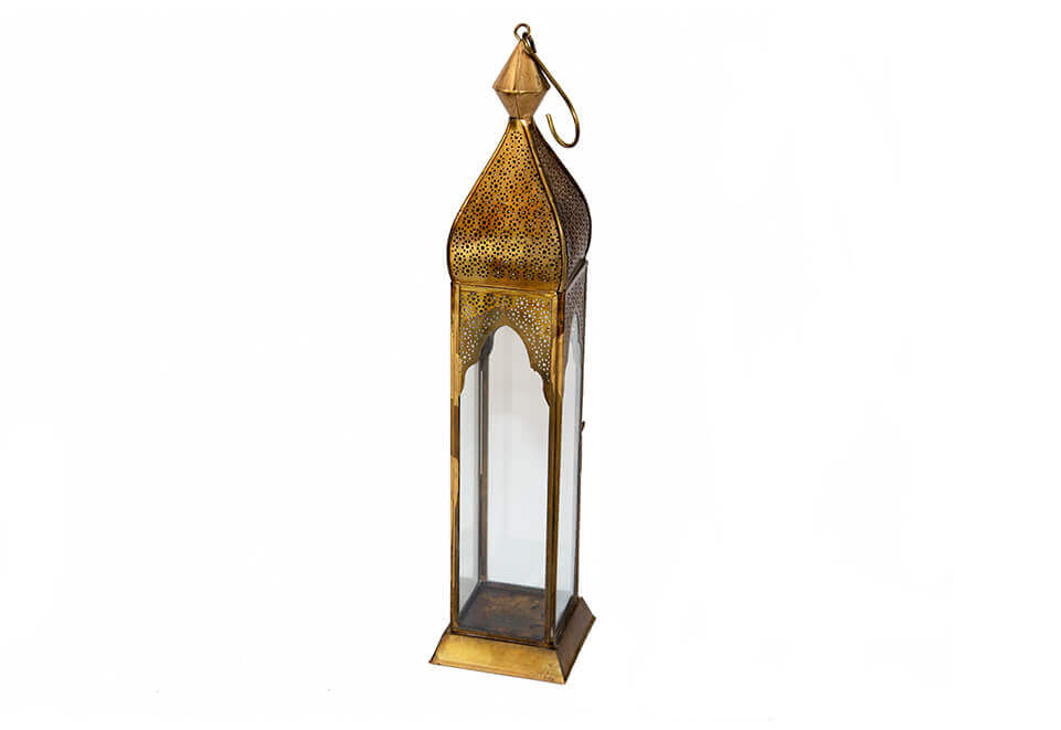 Thin Brass Lantern with Glass Window