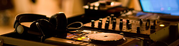 close-up of dj music equipment