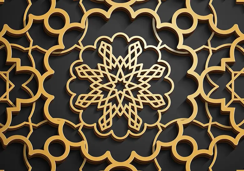 gold geometric pattern inspired by traditional Indian wedding decorations symbolizing cultural heritage and elegance
