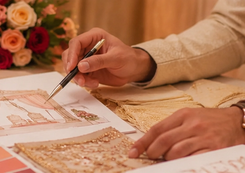 traditional indian wedding ceremony details featuring embroidered bridal lehenga bangles and rose garland cultural wedding decor california wine country